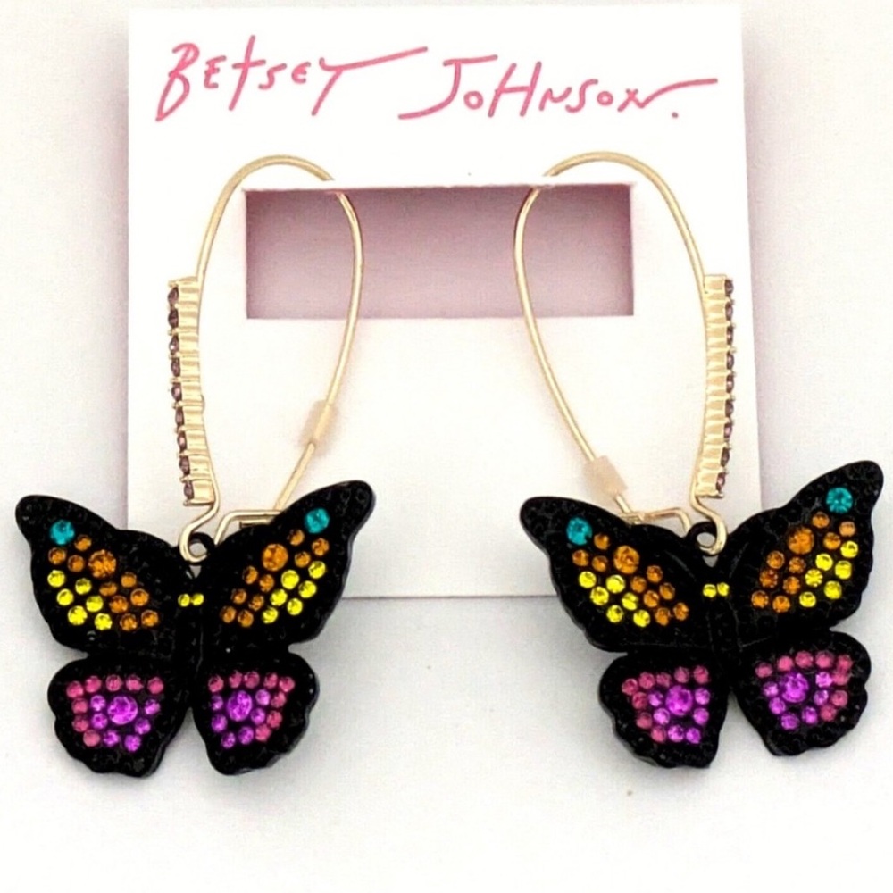 New Betsey Johnson Butterfly Dangle Earrings - Picture 5 of 10